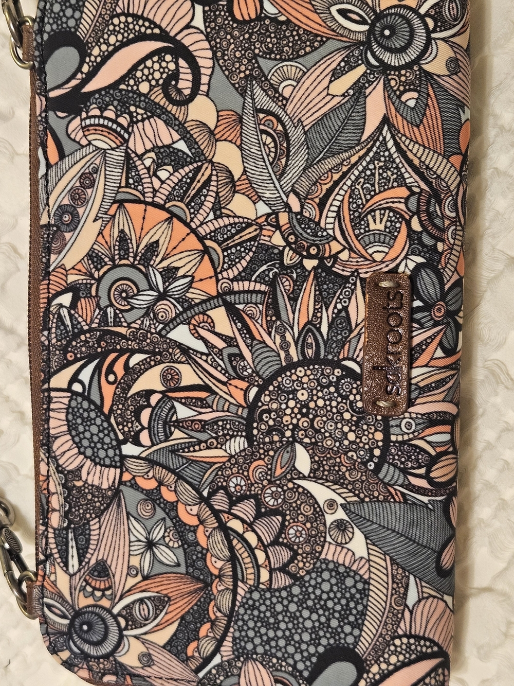 Sakroots Gray,black And Peach Floral Convertible Crossbody Wallet - Picture 2 of 5